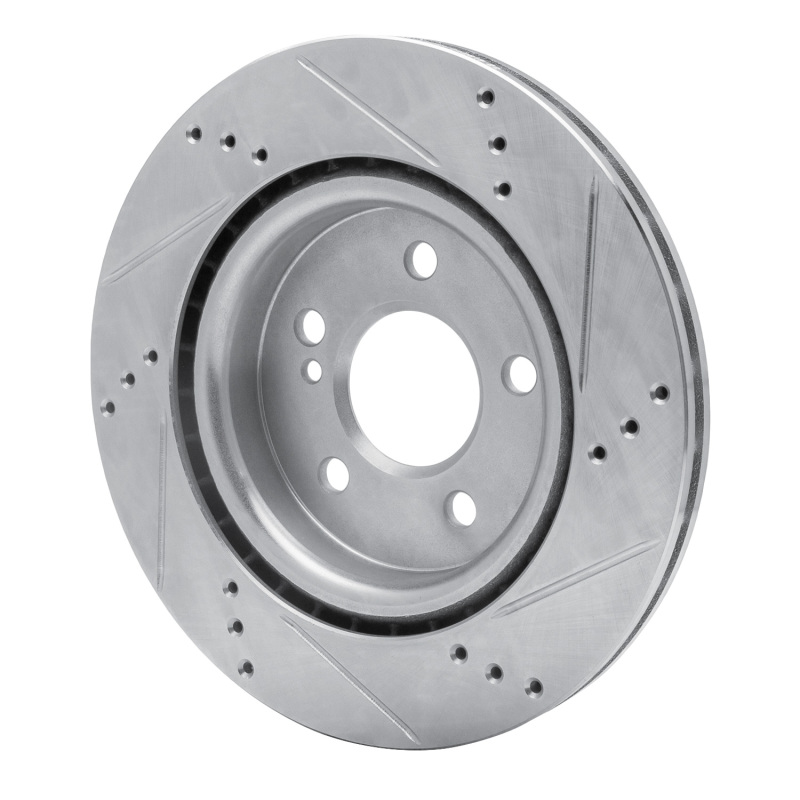 Mercedes-Benz GLA250 Brake Rotor (1) - Rear Left - R1 Concepts - Drilled & Slotted - Silver - `14-`19